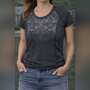 Lululemon Athletica Charcoal Lace Accent Tee